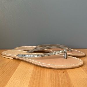 New J. Crew Capri leather sandals with glitter straps